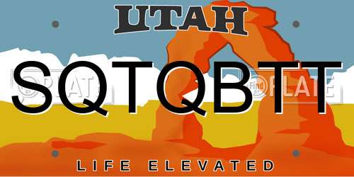 SQTQBTT Utah License Plate