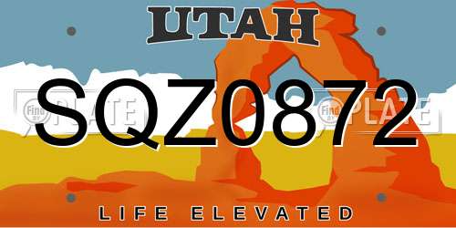 SQZ0872 Utah License Plate