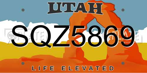 SQZ5869 Utah License Plate