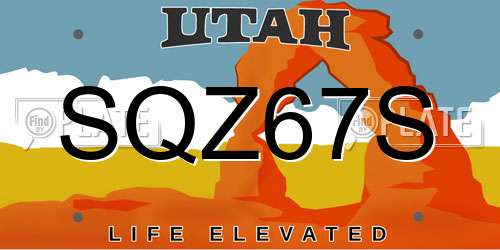 SQZ67S Utah License Plate