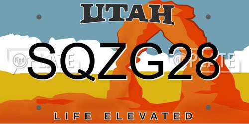 SQZG28 Utah License Plate