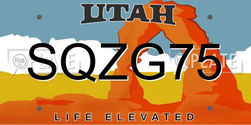 SQZG75 Utah License Plate