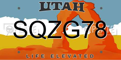 SQZG78 Utah License Plate