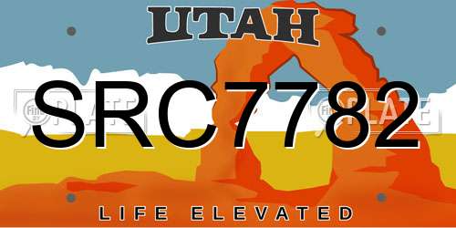 SRC7782 Utah License Plate