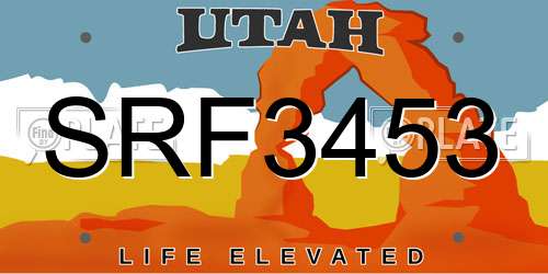 SRF3453 Utah License Plate