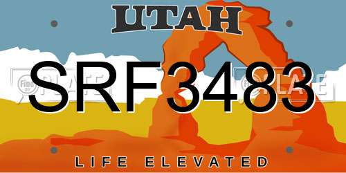 SRF3483 Utah License Plate