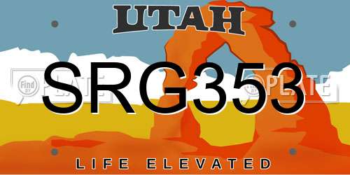 SRG353 Utah License Plate