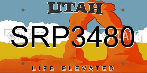 SRP3480 Utah License Plate