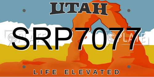 SRP7077 Utah License Plate