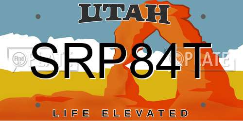 SRP84T Utah License Plate