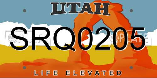 SRQ0205 Utah License Plate