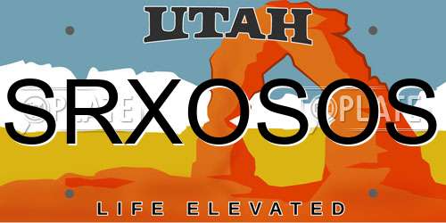 SRXOSOS Utah License Plate