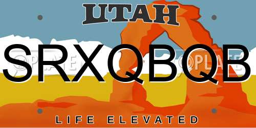 SRXQBQB Utah License Plate