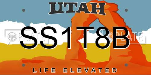 SS1T8B Utah License Plate