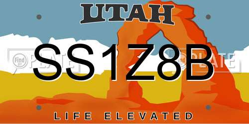 SS1Z8B Utah License Plate