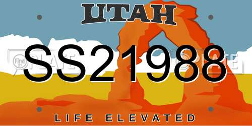 SS21988 Utah License Plate