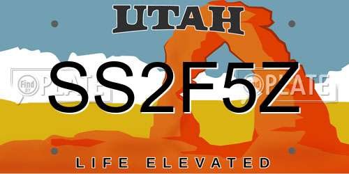 SS2F5Z Utah License Plate