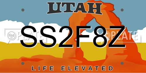 SS2F8Z Utah License Plate