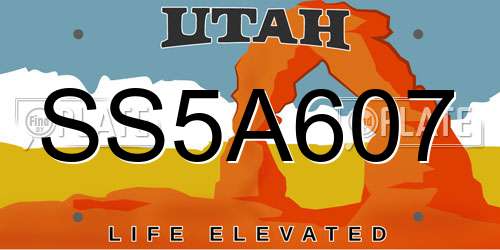 SS5A607 Utah License Plate
