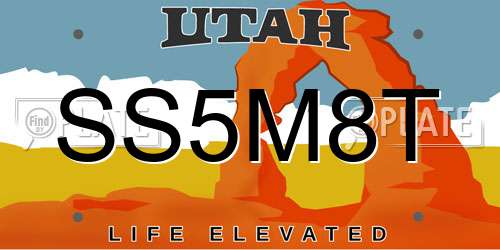 SS5M8T Utah License Plate