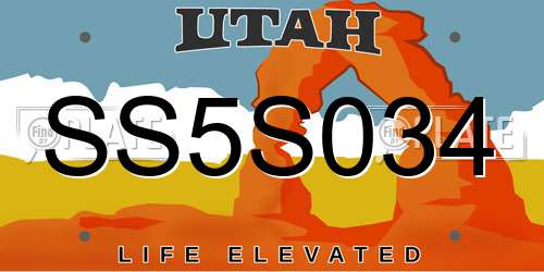 SS5S034 Utah License Plate