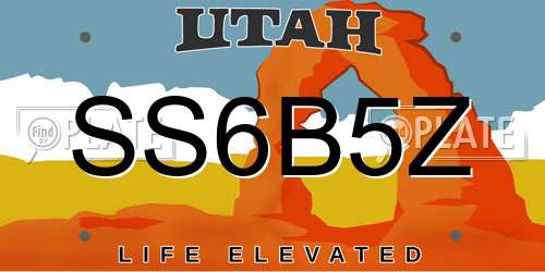 SS6B5Z Utah License Plate