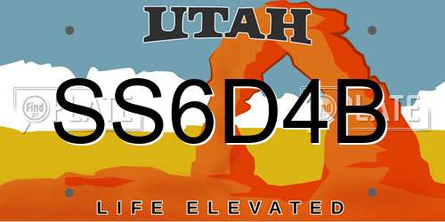 SS6D4B Utah License Plate