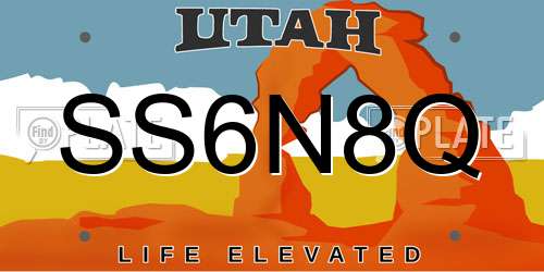 SS6N8Q Utah License Plate