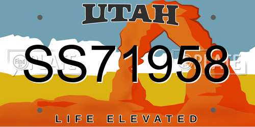 SS71958 Utah License Plate