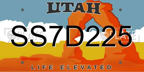 SS7D225 Utah License Plate