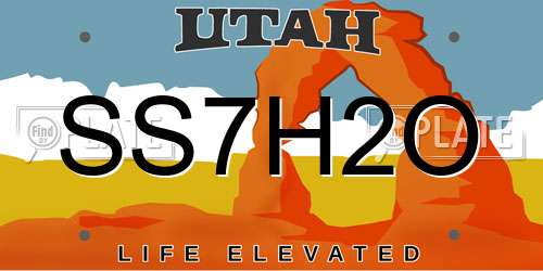SS7H2O Utah License Plate