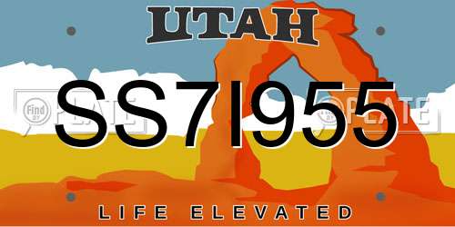SS7I955 Utah License Plate