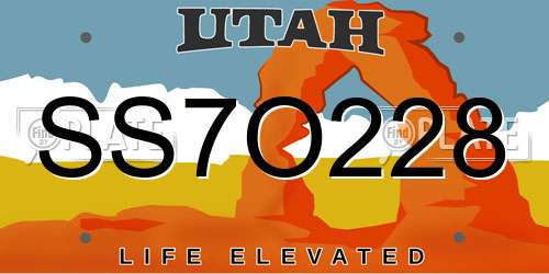 SS7O228 Utah License Plate