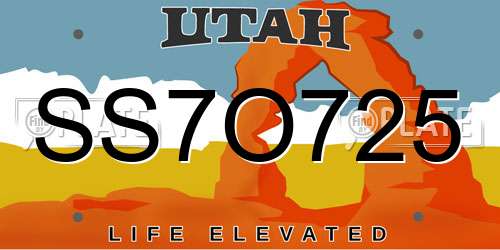 SS7O725 Utah License Plate