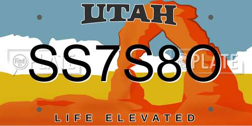 SS7S8O Utah License Plate