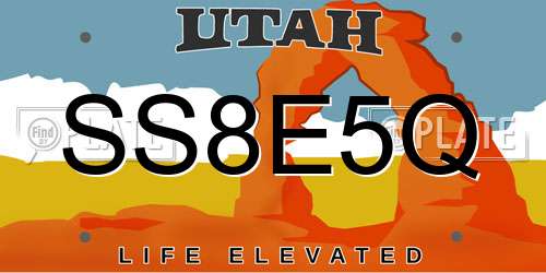 SS8E5Q Utah License Plate
