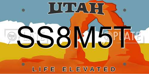 SS8M5T Utah License Plate