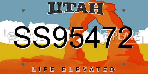 SS95472 Utah License Plate