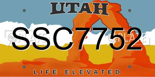 SSC7752 Utah License Plate