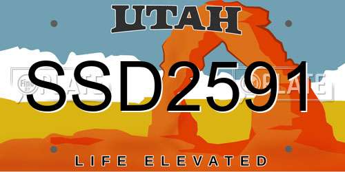 SSD2591 Utah License Plate
