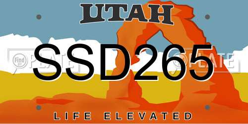 SSD265 Utah License Plate