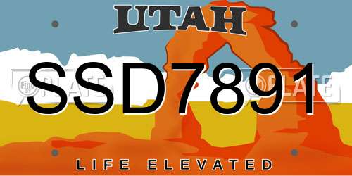SSD7891 Utah License Plate