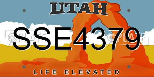 SSE4379 Utah License Plate