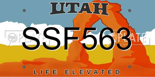 SSF563 Utah License Plate