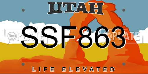 SSF863 Utah License Plate