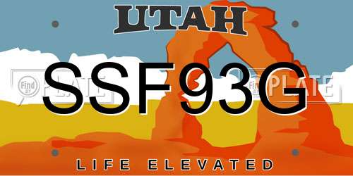 SSF93G Utah License Plate
