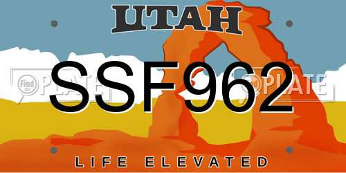 SSF962 Utah License Plate