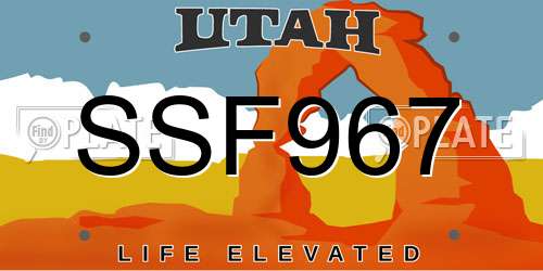 SSF967 Utah License Plate