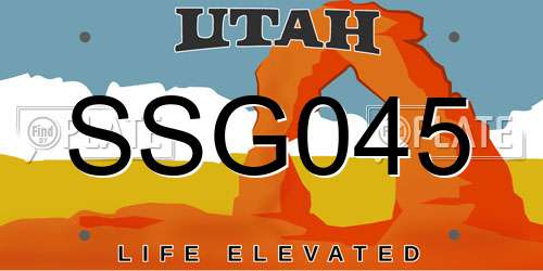 SSG045 Utah License Plate