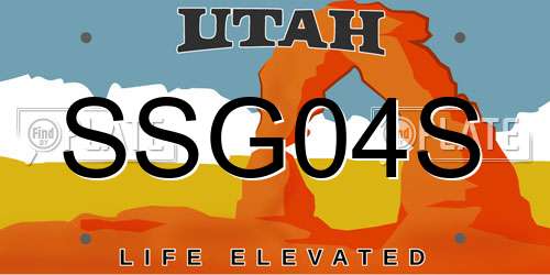 SSG04S Utah License Plate